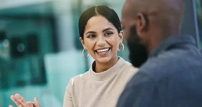 Team members discussing